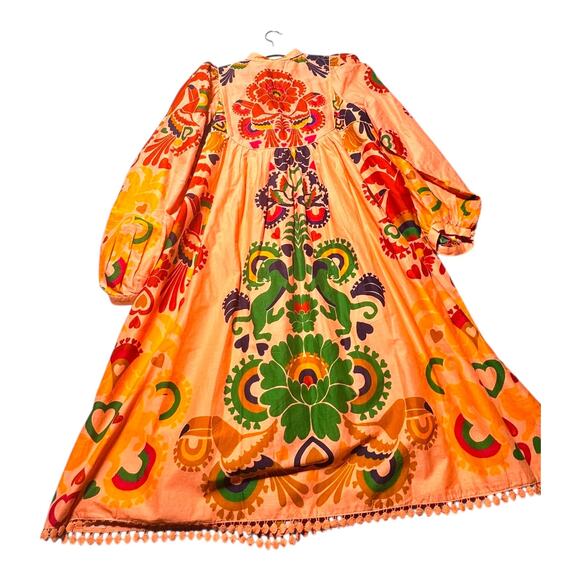 NWT Farm Rio Peach Amulet Midi Dress Medium Tropical Boho Hippie - Picture 11 of 12